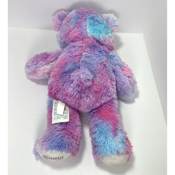 Build-A-Bear Rainbow Teddy Bear Plush 16”Pink Purple Blue Heart Embroidery Patch - Picture 7 of 12